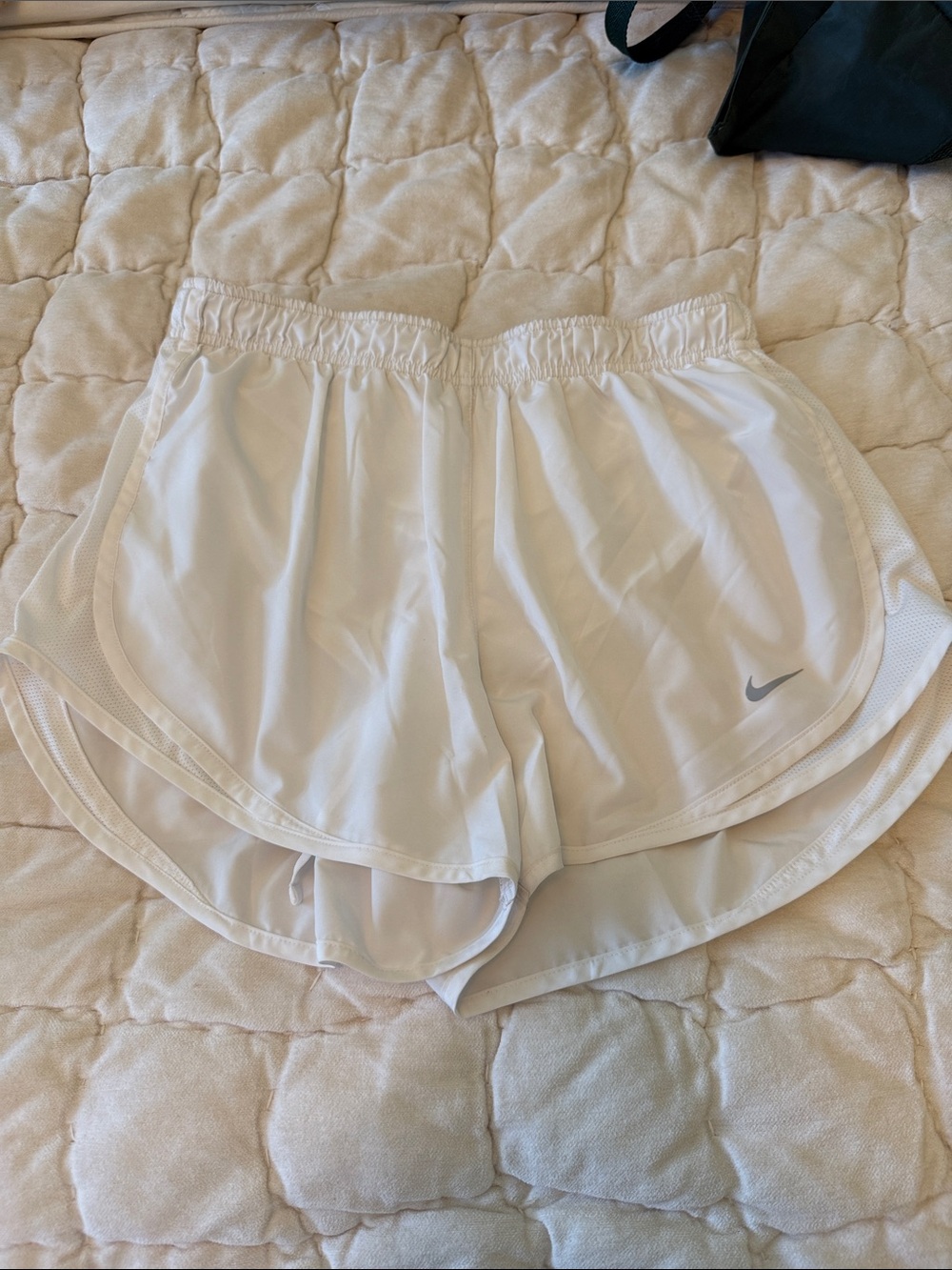 Nike White Women’s Athletic Lounge Shorts with Dri-FIT Swoosh